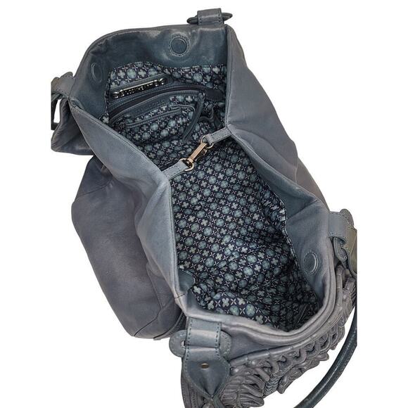 Lockheart Navy Blue Natalia Convertible Wide Bottom 3D Embellished Handbag - Picture 7 of 12